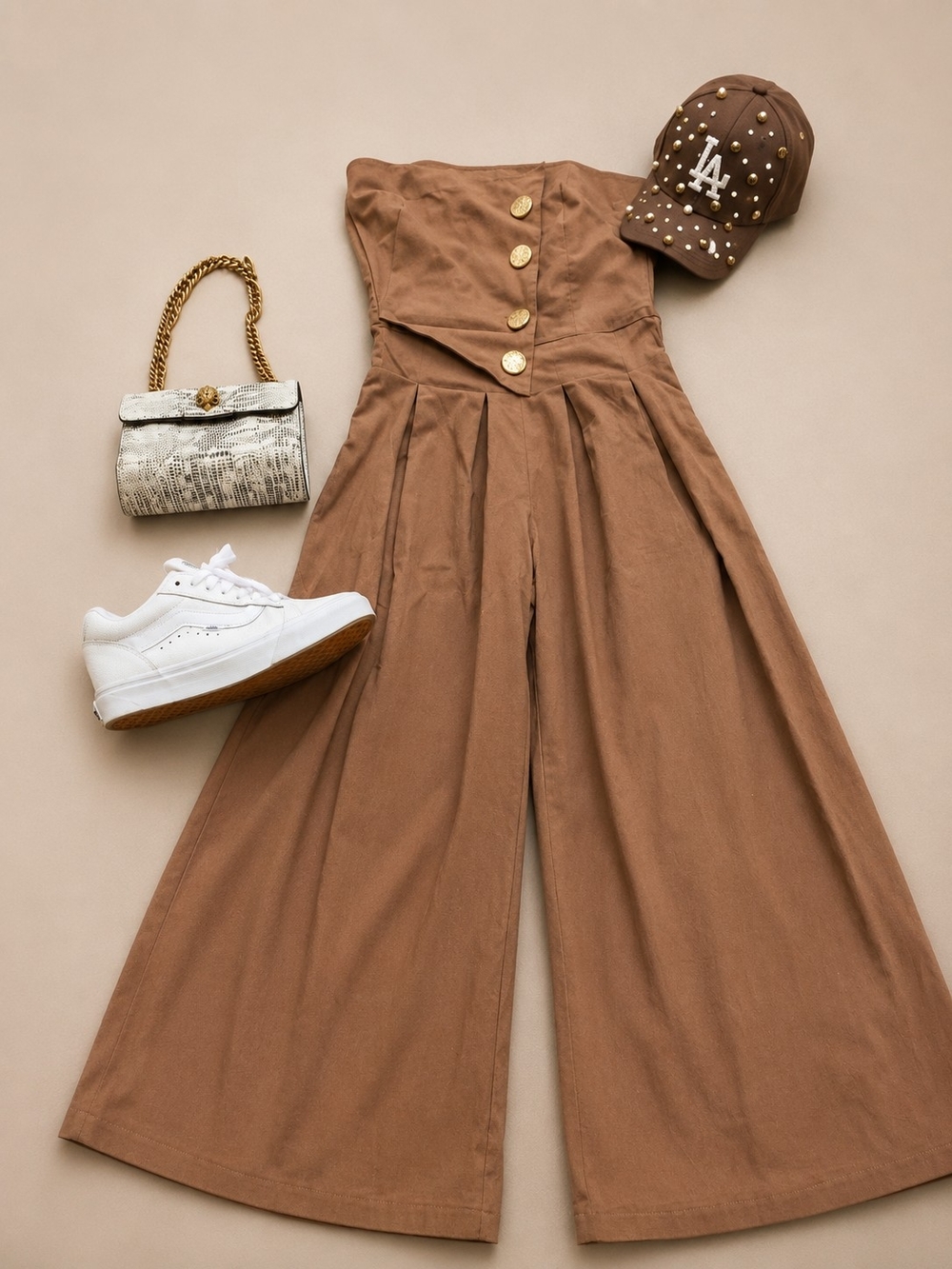 Fashion Nova Strapless Wide-Leg Jumpsuit